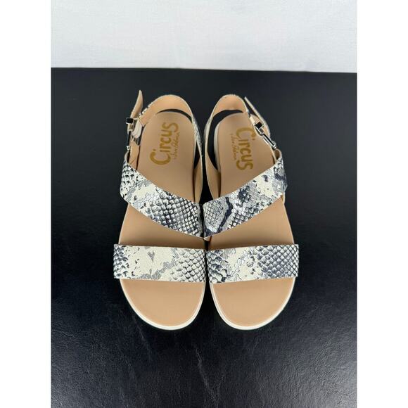 Sam Edelman Circus Strappy Snakeskin Sandals Tan Silver Ladies Size 7.5 - Picture 8 of 10